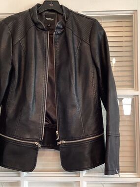 Liverpool Black Leather Moto Jacket with Silver Zippers